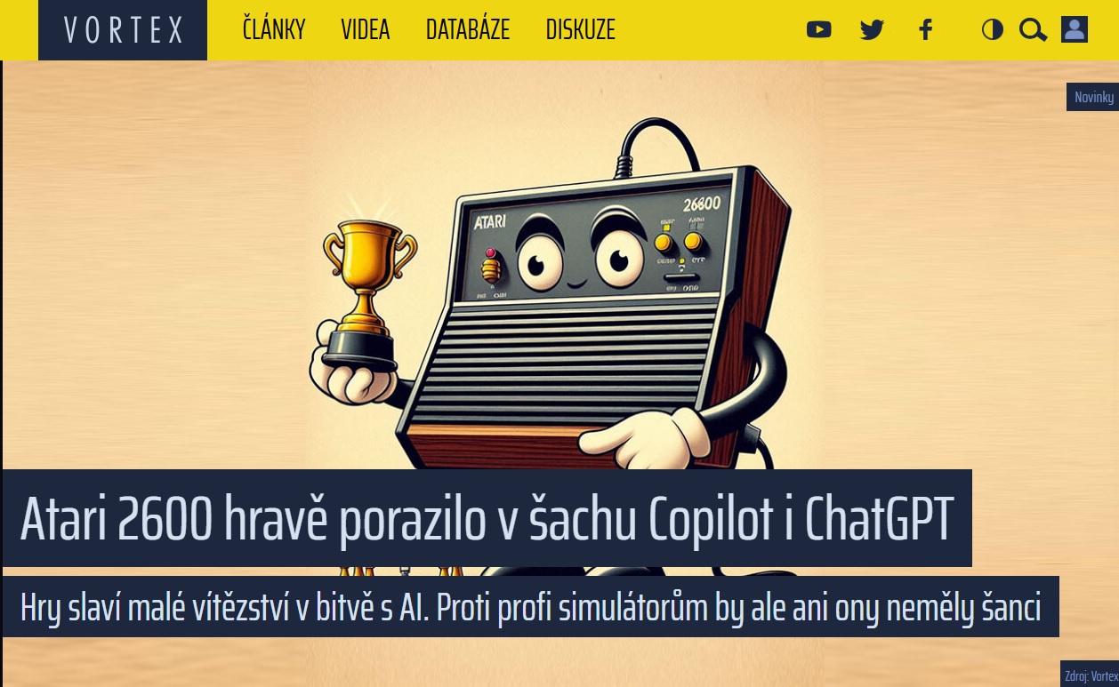 Atari 2600 hravě porazilo Chat GPT v šachu.